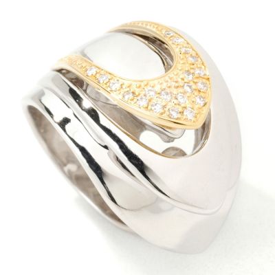 Sterling Silver / 14K Gold Diamond Layered Ring