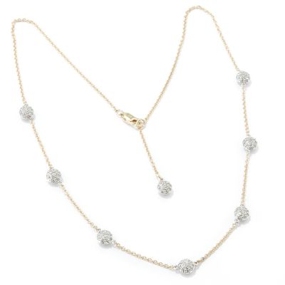 J307743 - 14K White / Yellow Gold 18" 1.00ct Diamond Station Necklace