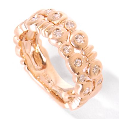 J307858 - 14K White, Rose or Yellow Gold Diamond Two-Row Geometric Ring