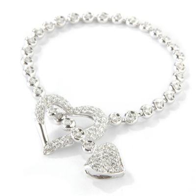 14K White Gold 7.5" 1.76ct Diamond Heart Bracelet