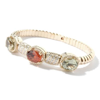 14K Gold 7" Multi-Color Tourmaline & Diamond Bracelet