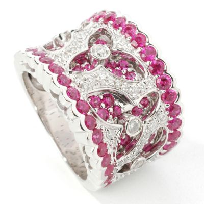 14K White Gold Ruby & Diamond Ring