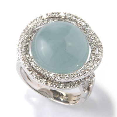 14K WG Aquamarine & Diamond Ring