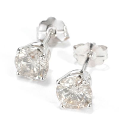 14K White or Yellow Gold 0.75ct Diamond Stud Earrings, J-K & I2-I3