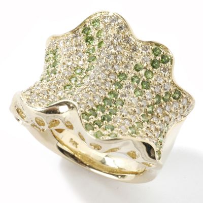 14K Gold Tsavorite & Diamond Ring