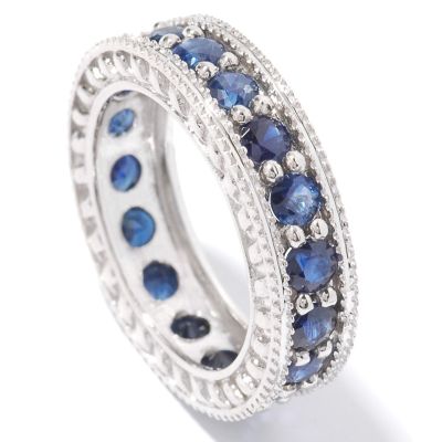 14K White, Rose or Yellow Gold Colored Sapphire Eternity Band Ring
