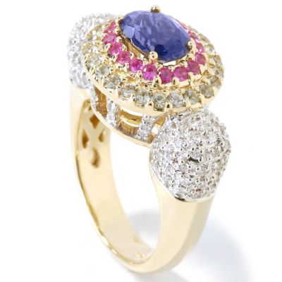 14K Gold Sapphire, Iolite & Diamond Ring