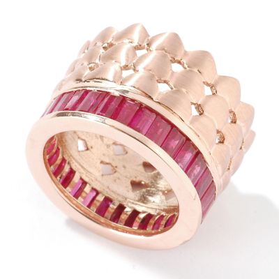 14K Rose Gold Baguette Ruby Heart Ring