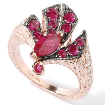 14K Rose Gold Ruby & Diamond Ring