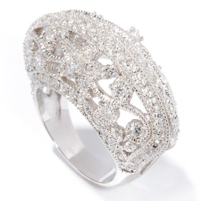 J308591 - Sterling Silver / Platinum Cubic Zirconia Vintage-Style Ring