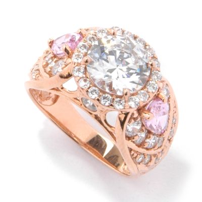 Sterling Silver / 14K Rose Vermeil Cubic Zirconia Stone Ring