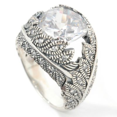 Sterling Silver Cushion Cut Brilliante Antique-Style Ring