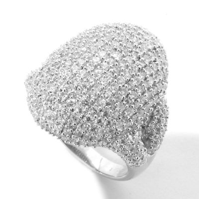 Sterling Silver / Platinum Brilliante Oval Pave Ring