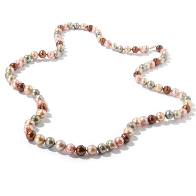 14K Gold 36" Multi-Color Spice Cultured Freshwater Pearl Necklace