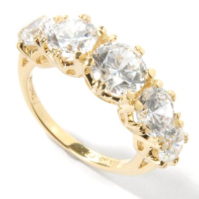 J308912 - Sterling Silver / Vermeil Round Cut Brilliante Five-Stone Ring