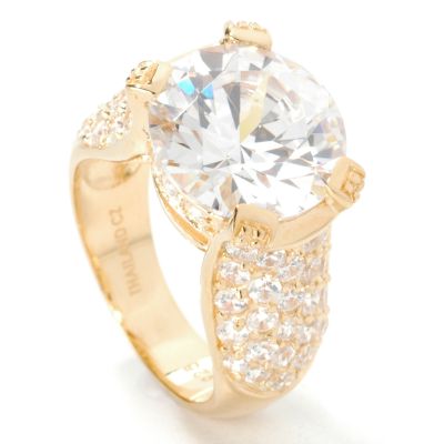 Sterling Silver / 18K Vermeil Round Cut Brilliante Pave Shank Ring