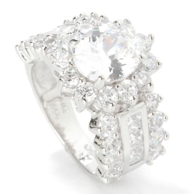 Sterling Silver / Platinum Oval Cut Brilliante Ballerina Ring