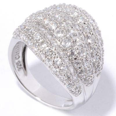 Sterling Silver Three-Row Brilliante Pave Wave Ring