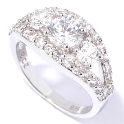 Sterling Silver / Platinum Brilliante Three-Stone Ring