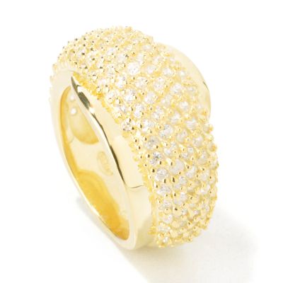 Sterling Silver / Vermeil or Rhodium Brilliante Pave Cross-Over Ring