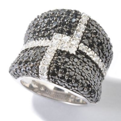 Sterling Silver Black & White Brilliante Pave Ring