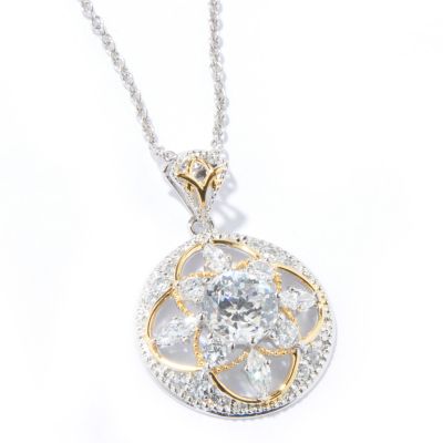Sterling Silver / Platinum & 18K Vermeil Brilliante Circle Pendant w/ Chain
