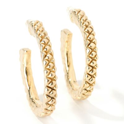 Sterling Silver / 14K Vermeil Bold Tessere Textured Artform Hoop Earrings