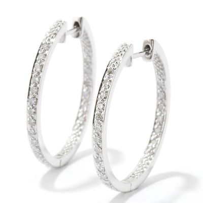Sterling Silver Diamond Inside-Out Round Hoop Earrings