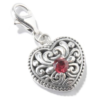 Sterling Silver Garnet Heart, Ladies Shoe, Key or Topaz Horseshoe Charm
