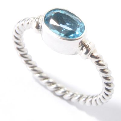 Sterling Silver Oval Cut Purple Amethyst, Topaz or Peridot Twisted Ring