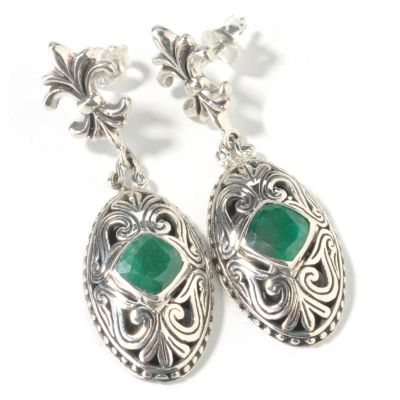 J309983 - Sterling Silver Gemstone Choice Fleur de Lis Earrings