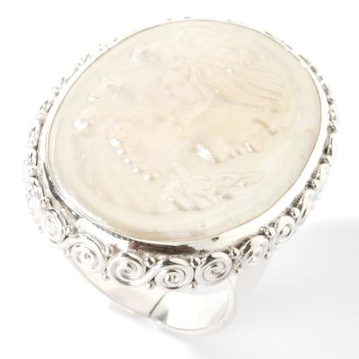 Sterling Silver Cultured White Mabe Pearl Cameo Ring
