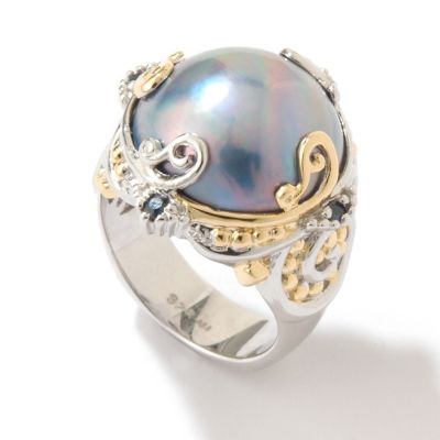 Sterling Silver / Palladium / 18K Vermeil Cultured Mabe Pearl & Gem Ring
