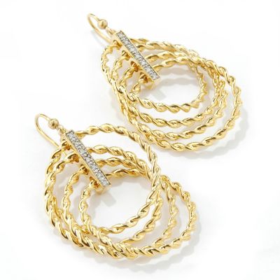 Sterling Silver / 18K Vermeil Diamond Twisted Rope Multi-Circle Earrings