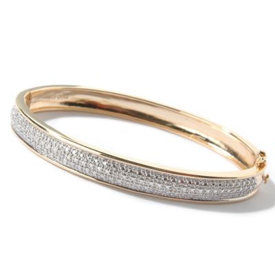 925 Fusion™ 7.25" or 8" Diamond Accent Hinged Bangle Bracelet