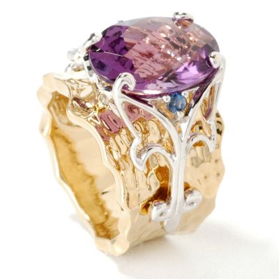 Sterling Silver/Palladium/18K Vermeil Amethyst & Blue Sapphire Ring