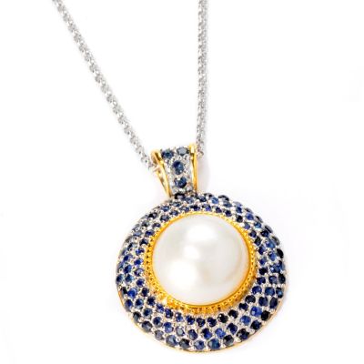 Sterling Silver / Platinum & 18K Vermeil Cultured Pearl Pendant w/ Chain