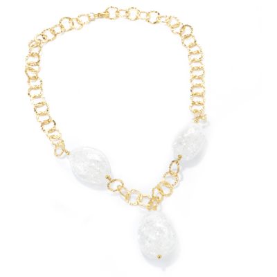J311443 -  Sterling Silver / 18K Vermeil Choice 20" Crackled Quartz Drop Necklace