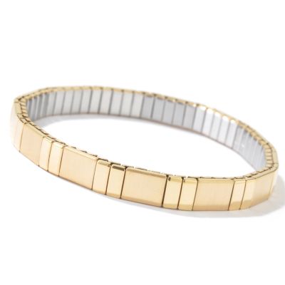 Stainless Steel 6.5" Satin & Polished Finish Stretch Bracelet