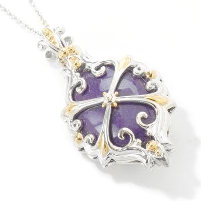 Sterling Silver / Palladium / 18K Vermeil Purple Jade Pendant w/ Chain