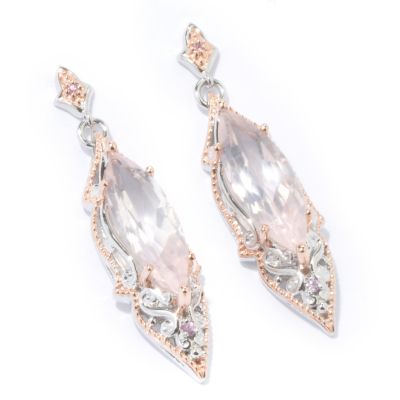 Sterling Silver / Palladium / 18K Rose Vermeil Rose Quartz Drop Earrings