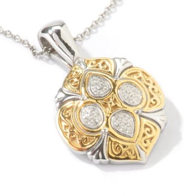 Stainless Steel / Two-Tone Brilliante Accent Enhancer Pendant w/ Chain