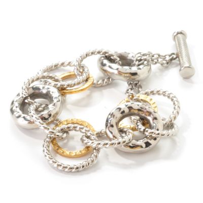 J311551 - Stainless Steel / Two-Tone Choice 8" Circle Link Bracelet