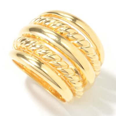 925 Fusion™ Five-Row Polished Diagonal Ribbed Ring