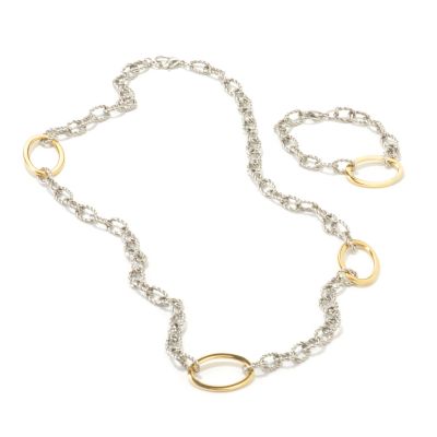 Stainless Steel / Two-Tone 7.75" & 30" Twisted Rope Bracelet & Necklace Set