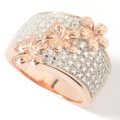 925 Fusion™ Three-Flower Pave Diamond Accent Ring