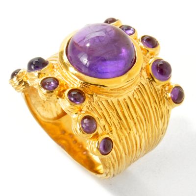 925 Fusion™ Opaque Amethyst Scatter Textured Wide Band Ring