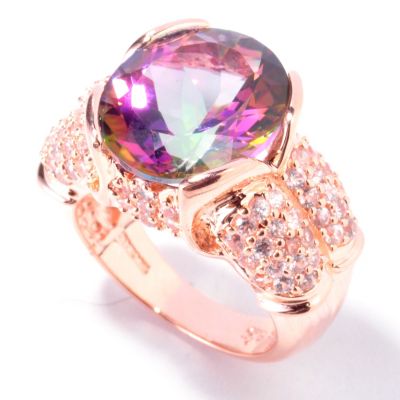 J311733 - Sterling Silver / Platinum or 18K Vermeil Mystic Topaz & White Zircon Ring