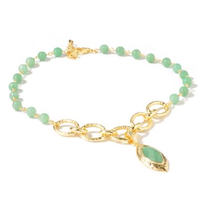 925 Fusion™ 18" Handmade Etro-Style Marquise Gem Necklace