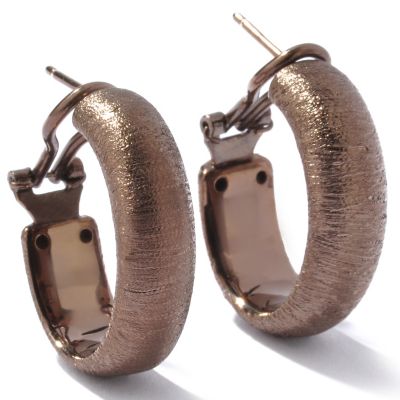 J311755 - 925 Fusion&trade; Shimmering Brushed-Finish Omega Back Hoop Earrings